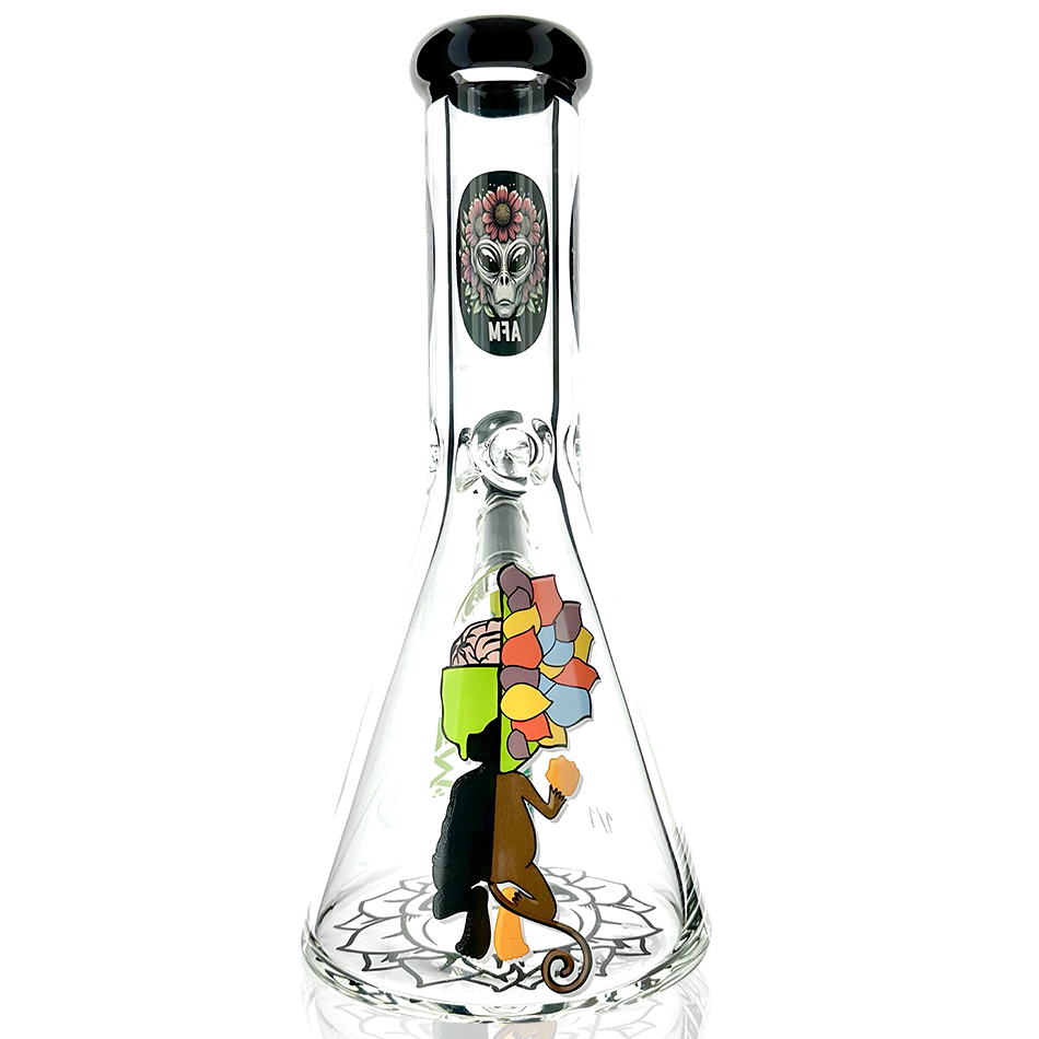 1 of 1 - 12″ AFM Alien Abduction Colored Lip Glass Beaker Bong Set