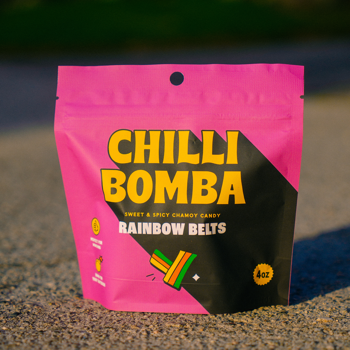 Chilli Bomba Rainbow Belts Chili Chamoy Candy 4oz Bag