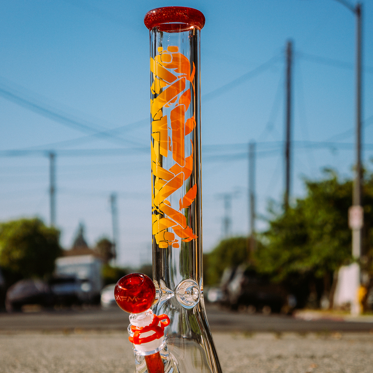 18" AFM Phoenix 9mm Clear Glass Beaker Bong Bundle Set