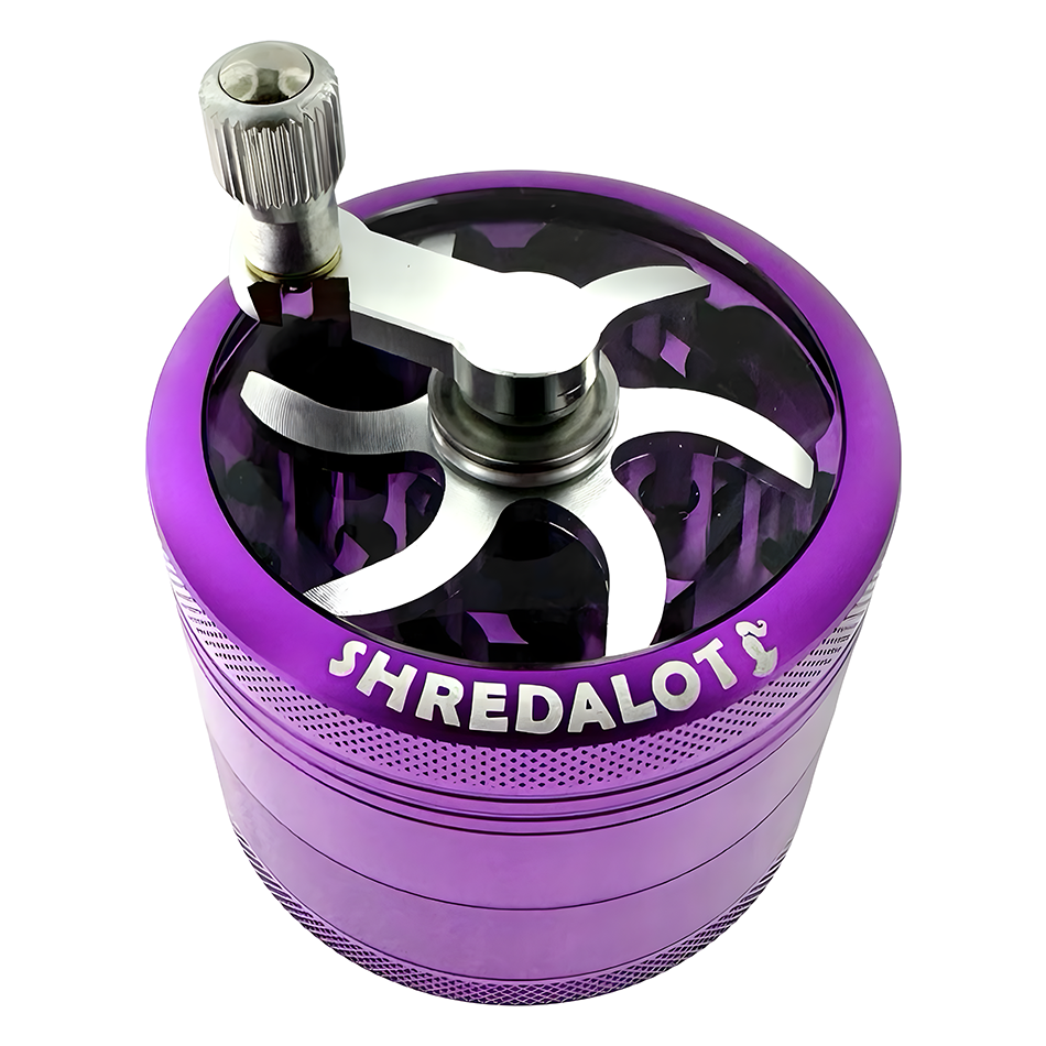Sir Shredalot Crank Top 4 Piece Metal Herb Grinder - 63mm