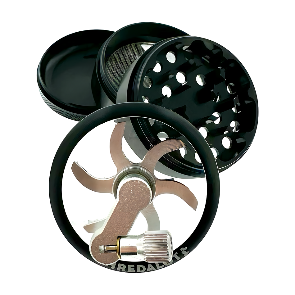 Sir Shredalot Crank Top 4 Piece Metal Herb Grinder - 63mm