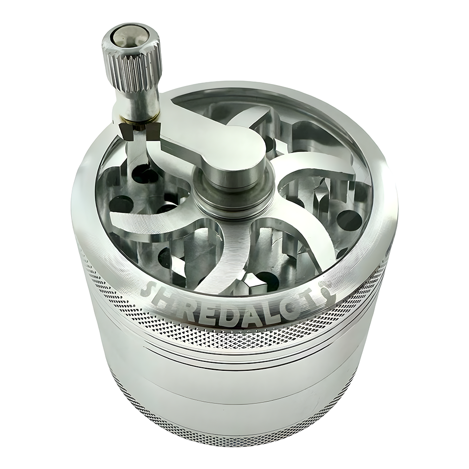 Sir Shredalot Crank Top 4 Piece Metal Herb Grinder - 63mm