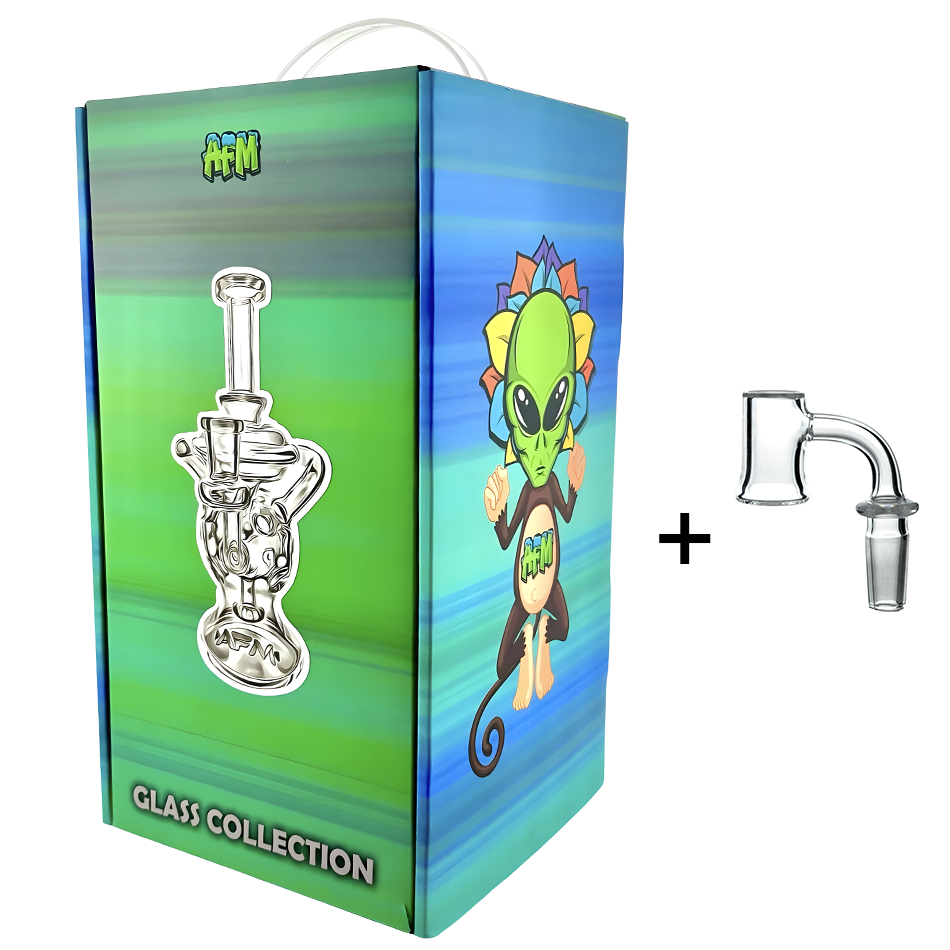 9" AFM Swiss Color Glass Recycler Dab Rig + Banger