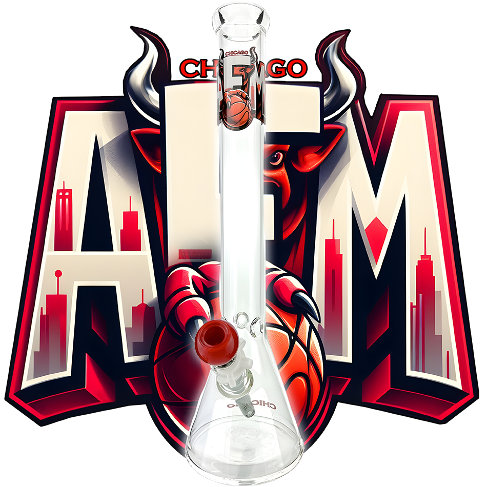 18" Chicago Basketball 5mm Beaker Bong Bundle