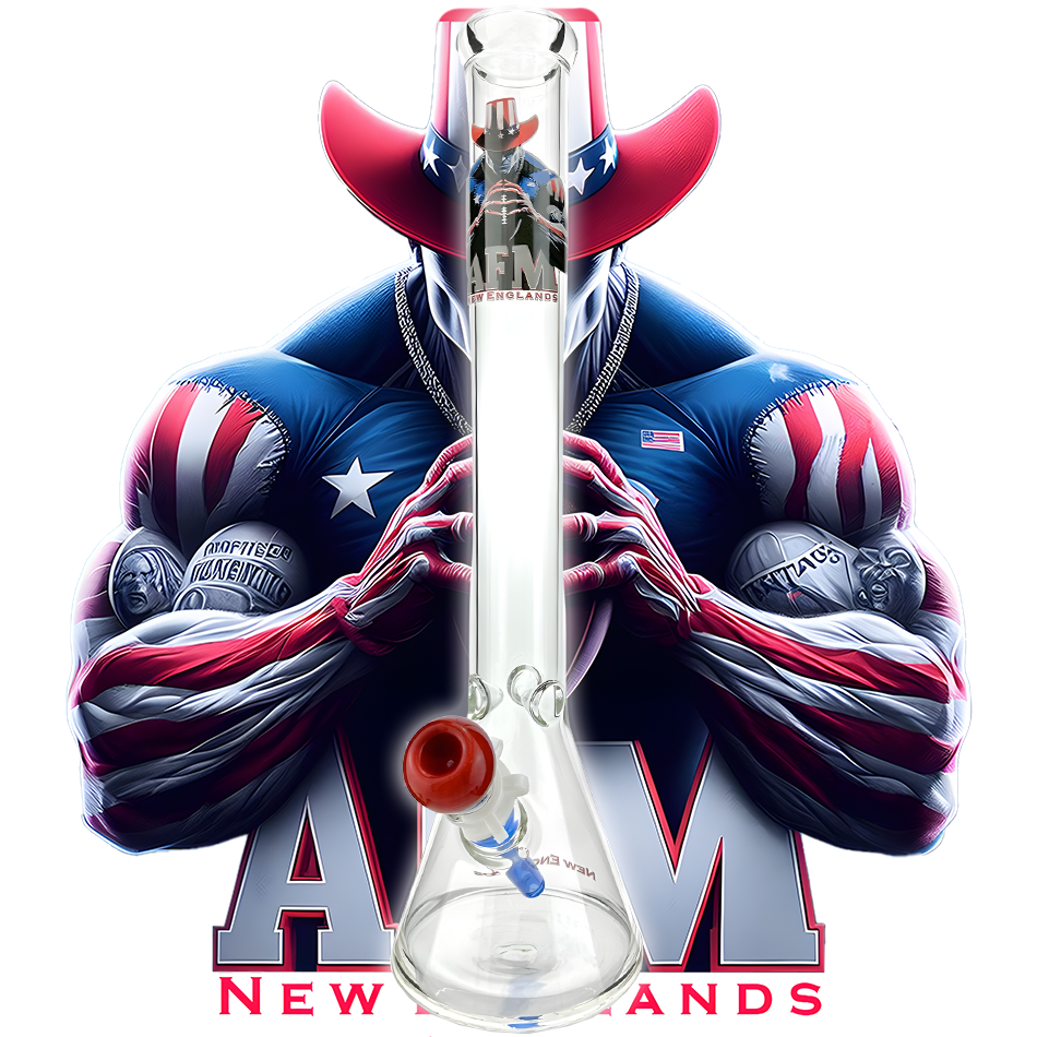 18" New England Football 5mm Beaker Bong Bundle