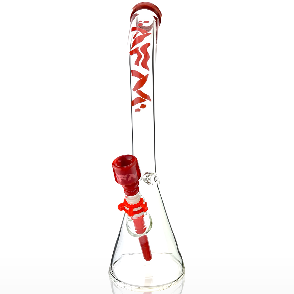 18" AFM Wavy Bent Neck 7mm Colored Lip Glass Beaker Bong Bundle