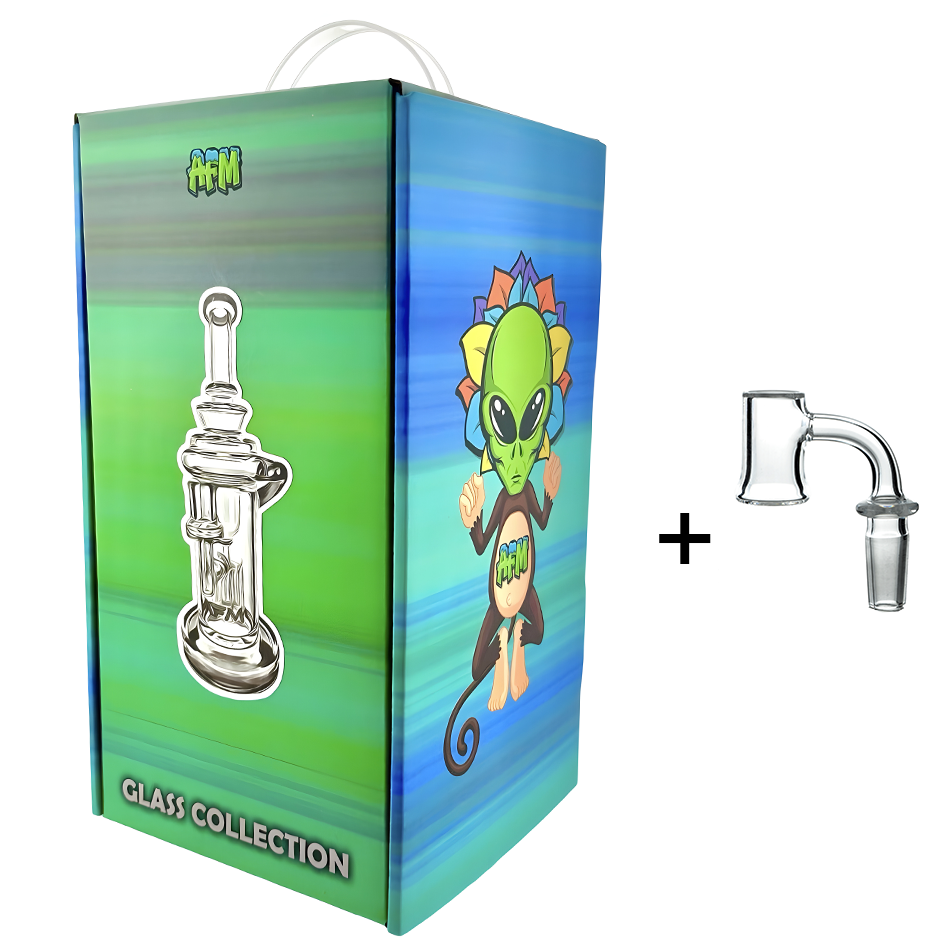 10" AFM Glass Power Station Color Lip Glass Recycler Dab Rig + Banger Boxed Set