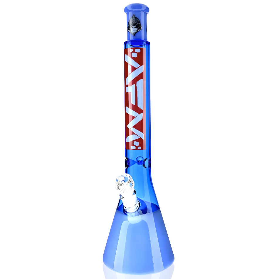 18" AFM Duo Blues Colored Glass Beaker Bong - Red Label
