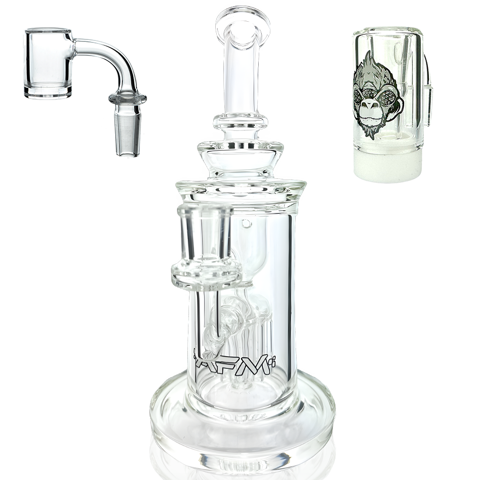 10" AFM Glass Power Station Clear Glass Incycler Dab Rig + Quartz Banger Bundle