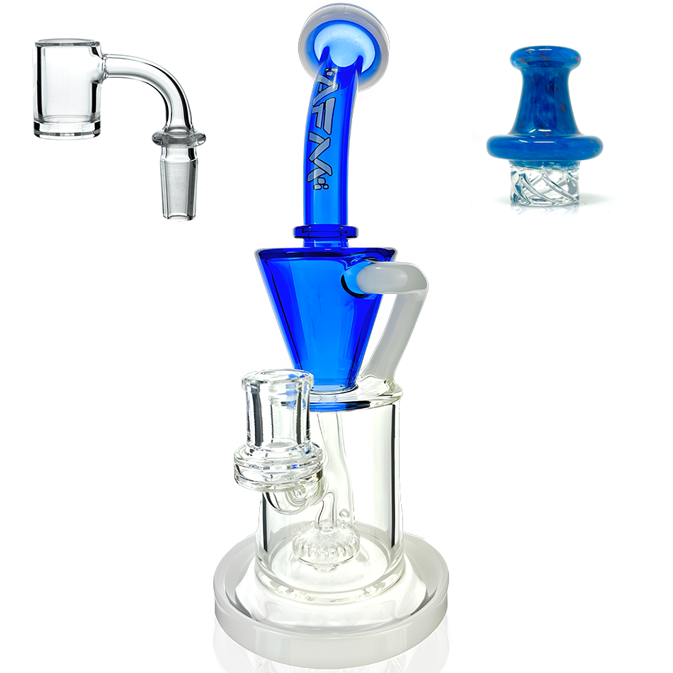 10" AFM Drain Incycler Double Color Dab Rig + Quartz Banger & Carb Cap Bundle