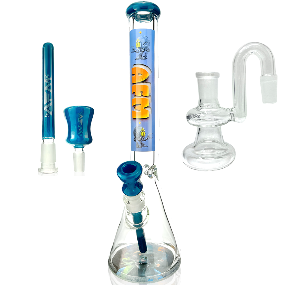 18" AFM AI God Horus 9mm Glass Beaker Bong + Dry-Catcher Bundle Set