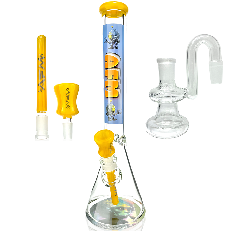 18" AFM AI God Sekhmet 9mm Glass Beaker Bong + Dry-Catcher Bundle Set