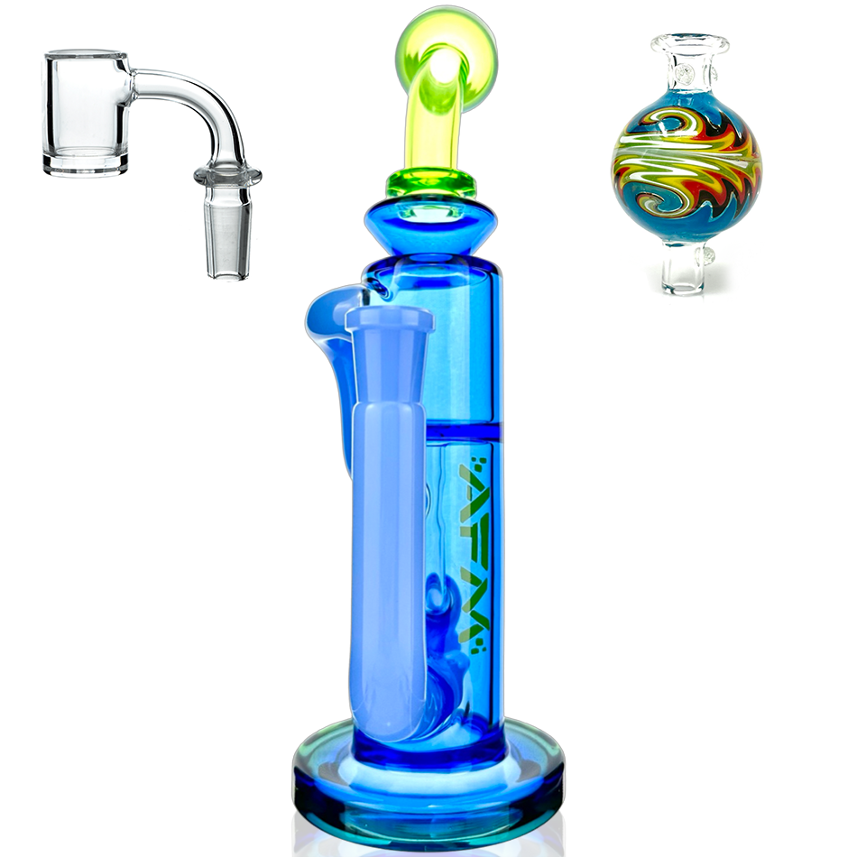 10" AFM Bilbao Colored Glass Recycler Dab Rig + Quartz Banger Bundle