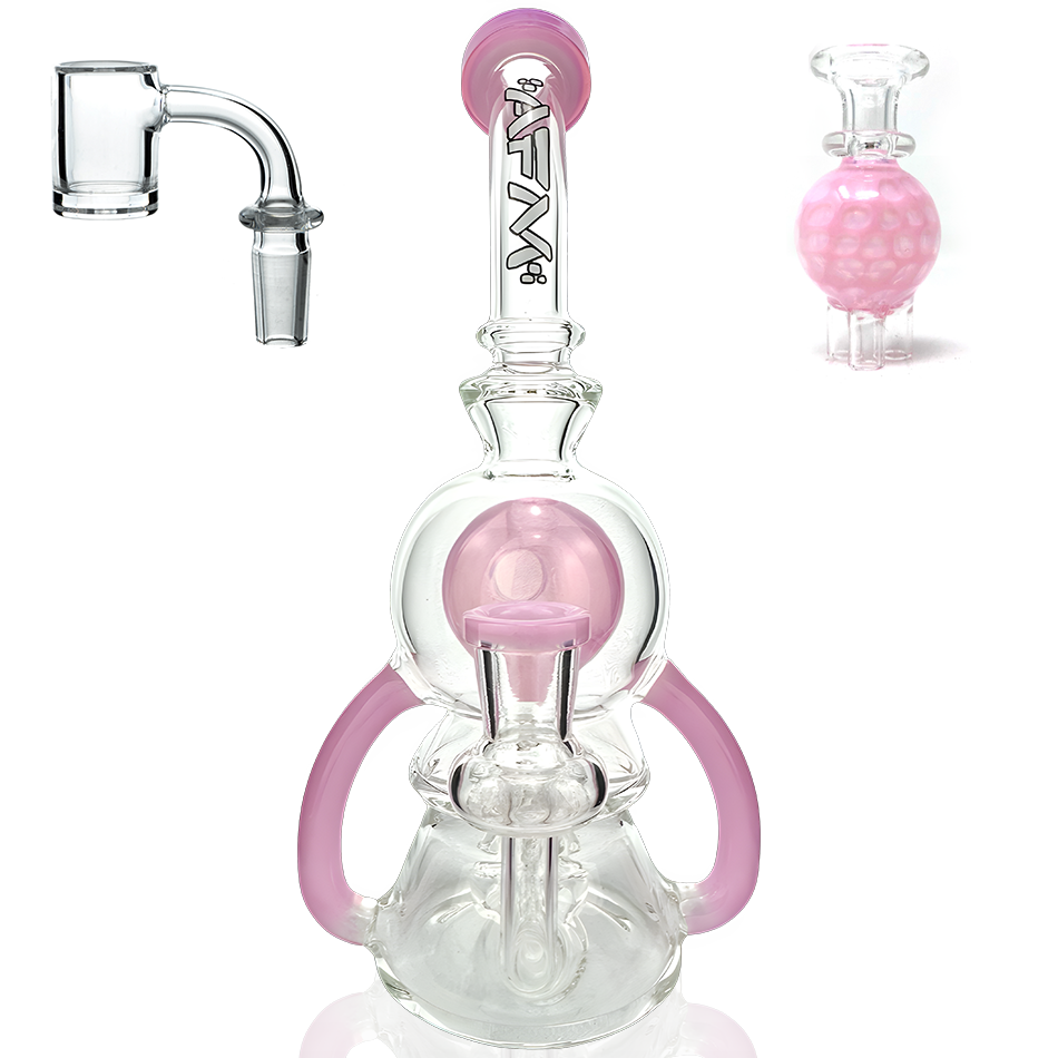 9" AFM Double Pump Recycler Dab Rig + Quartz Banger & Carb Cap Bundle