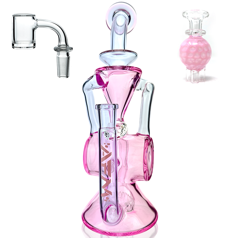 10" AFM Glass Barrel Blaster Colored Glass Recycler Dab Rig + Quartz Banger Bundle