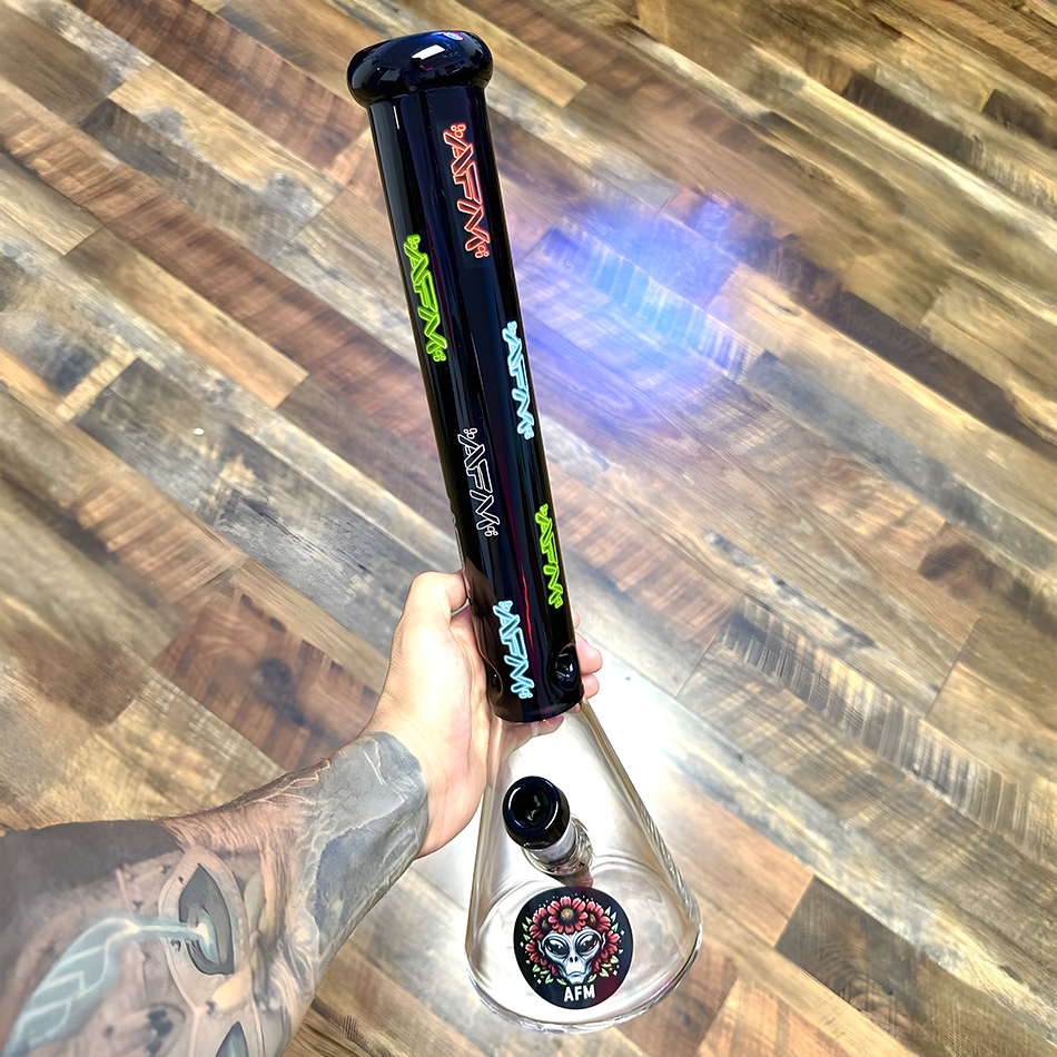 18" AFM Tokyo Neon Lights Colored Glass Beaker Bong Set
