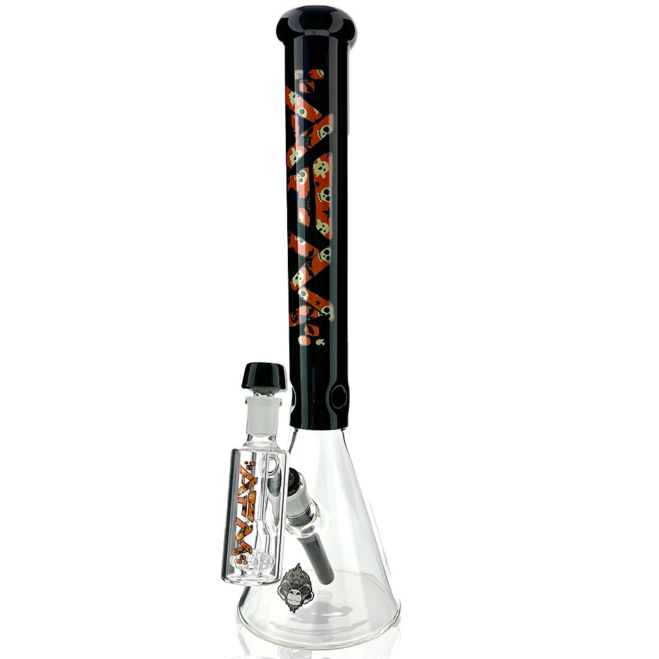 18" Midnight Halloween Glass Beaker Bong + Ashcatcher Set