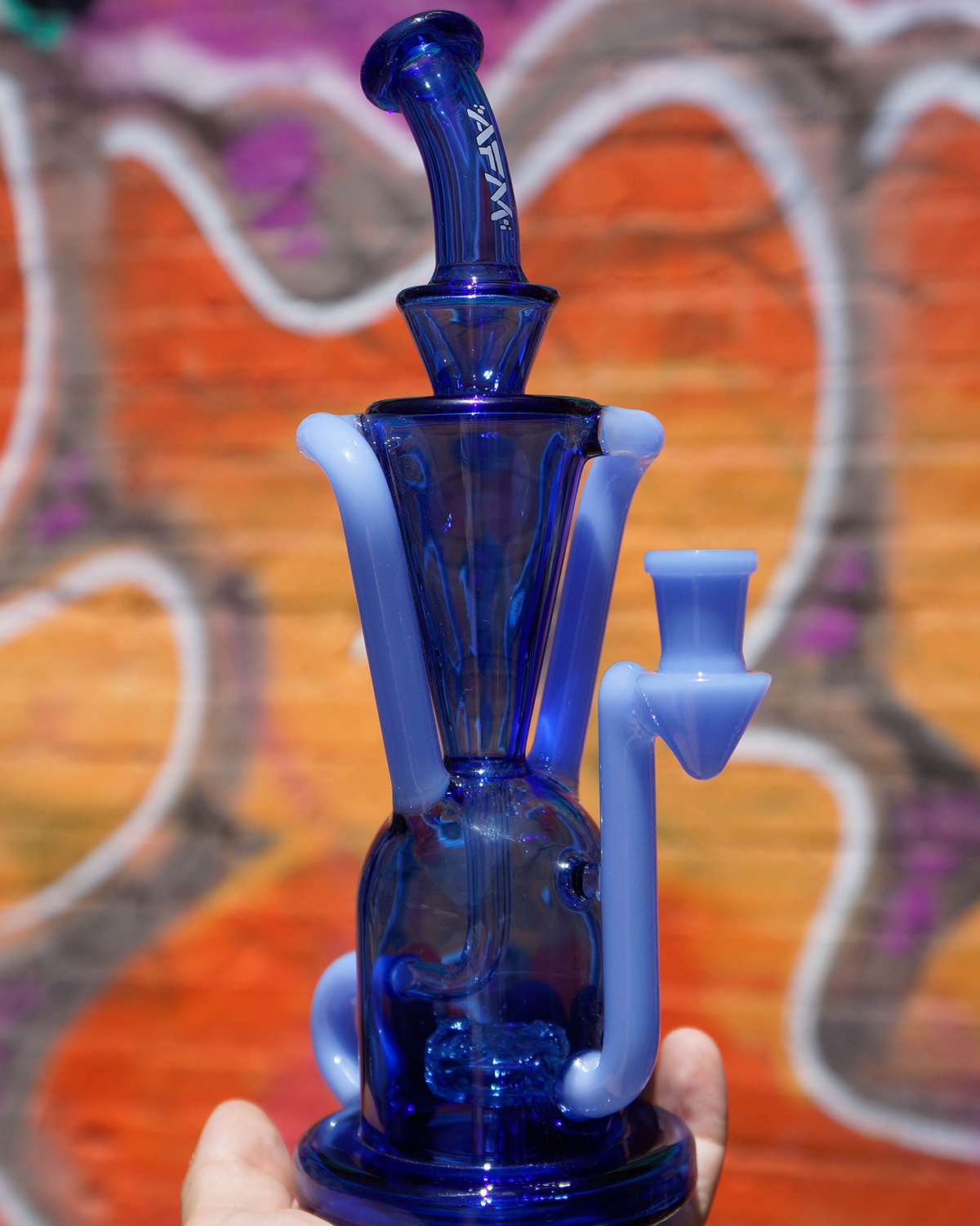 9" AFM Poppy Color Glass Recycler Dab Rig