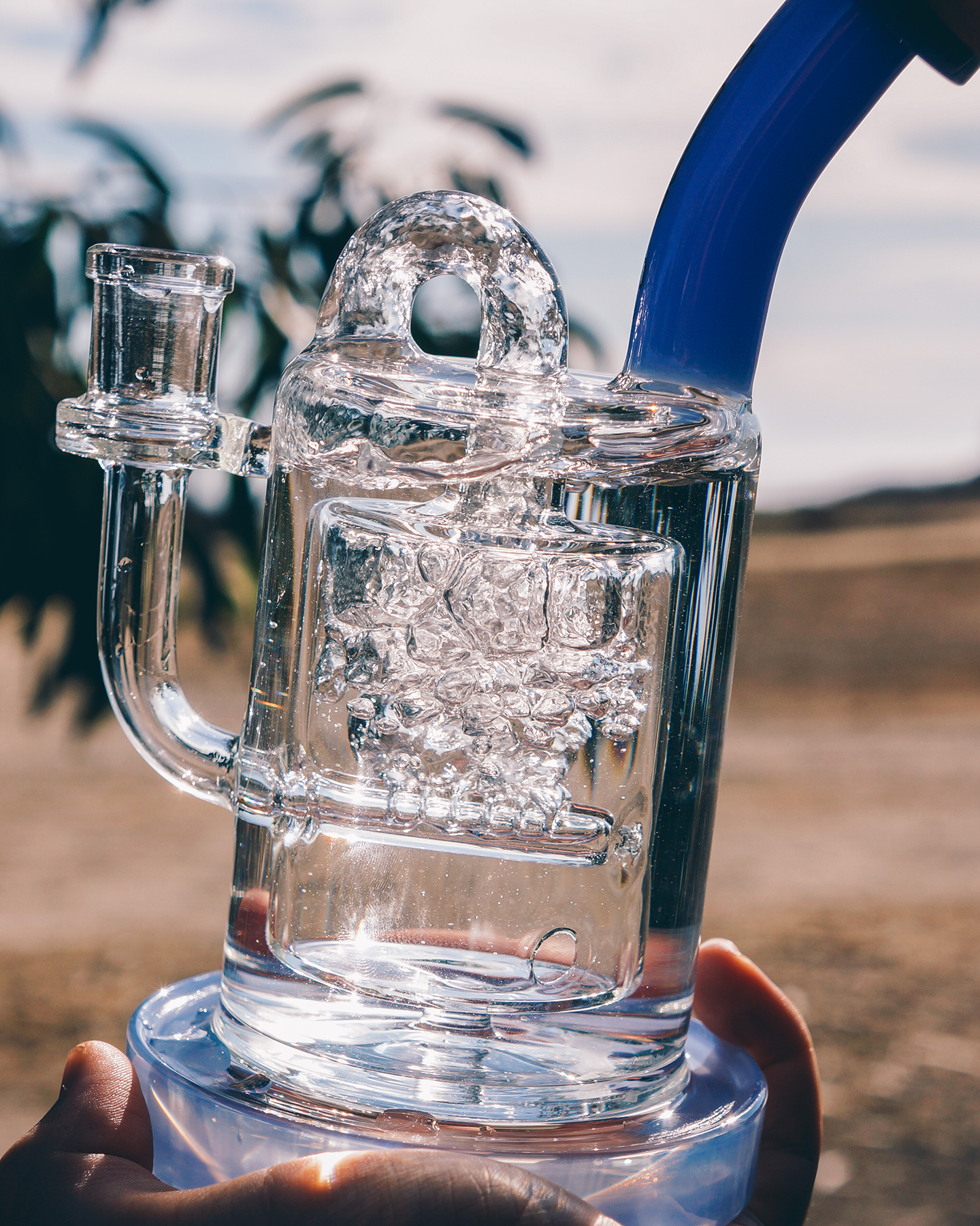 8" AFM Pump Color Glass Recycler Dab Rig