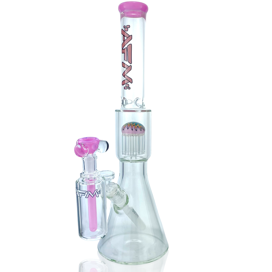 18" AFM Reversal Pink Glass Beaker Bong Bundle