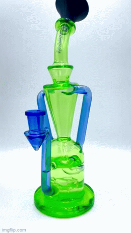 9" AFM Poppy Color Glass Recycler Dab Rig