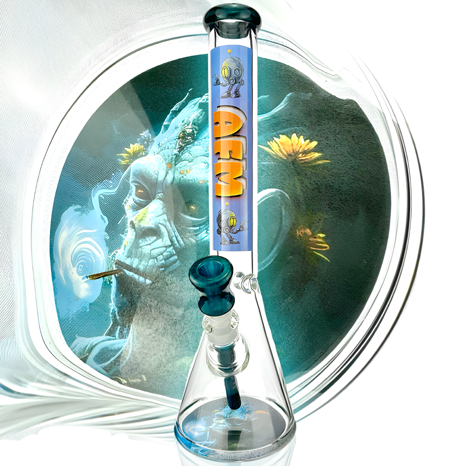 18" AFM AI God Osiris 9mm Glass Beaker Bong + Ash Catcher Bundle