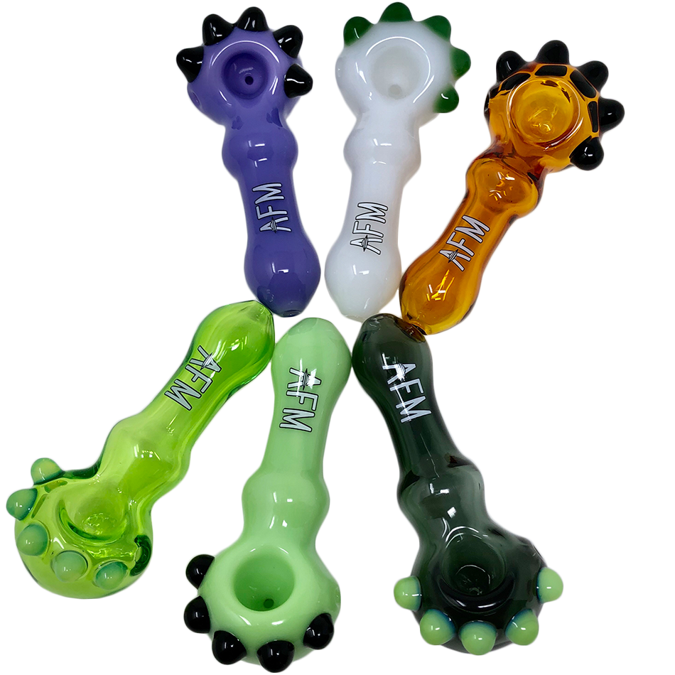 4" AFM Spikey Color Glass Hand Pipe