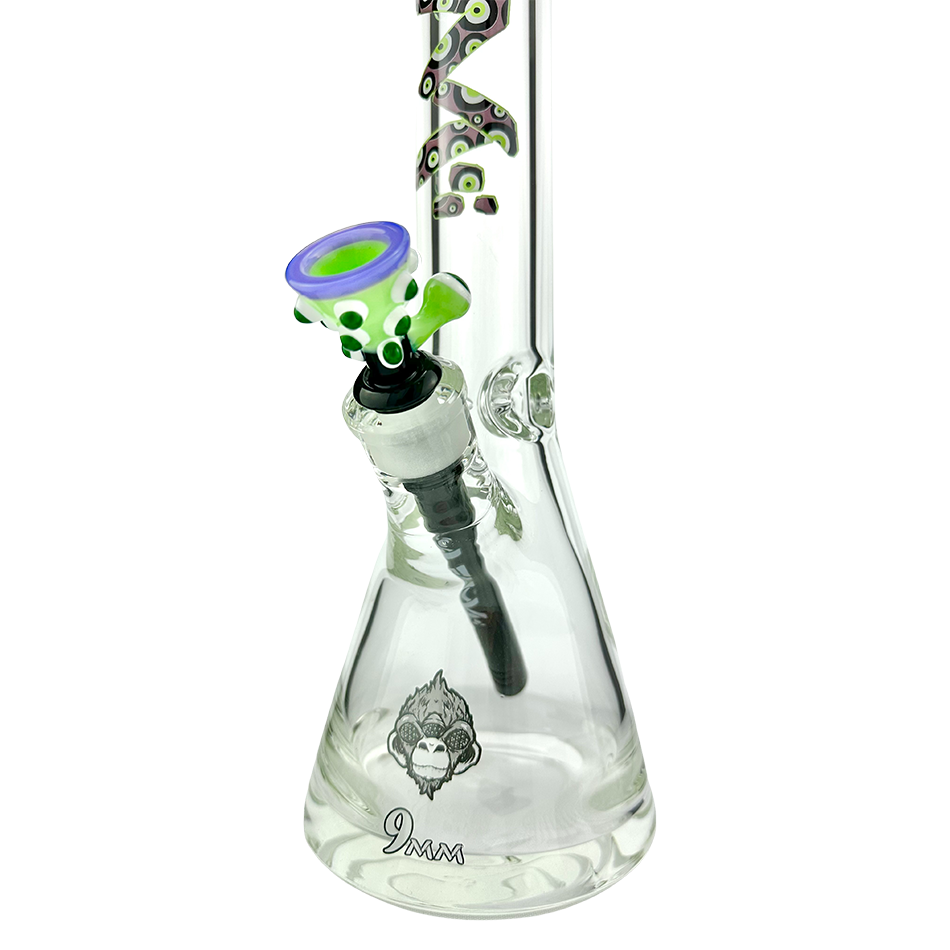 18" AFM Glass Evil Eye Clear Glass Beaker Bong Bundle