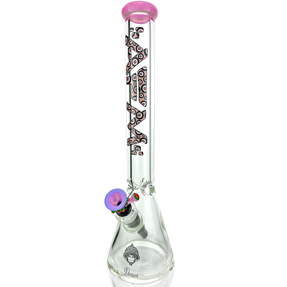 18" AFM Glass Evil Eye Clear Glass Beaker Bong Bundle