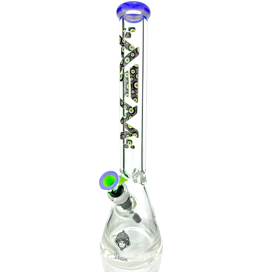 18" AFM Glass Evil Eye Clear Glass Beaker Bong Bundle