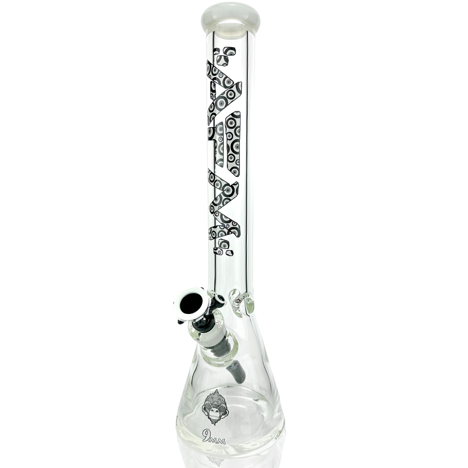 18" AFM Glass Evil Eye Clear Glass Beaker Bong Bundle