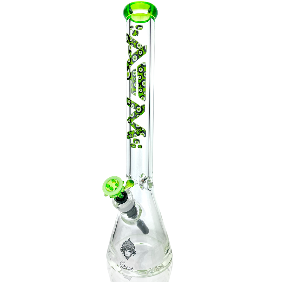 18" AFM Glass Evil Eye Clear Glass Beaker Bong Bundle