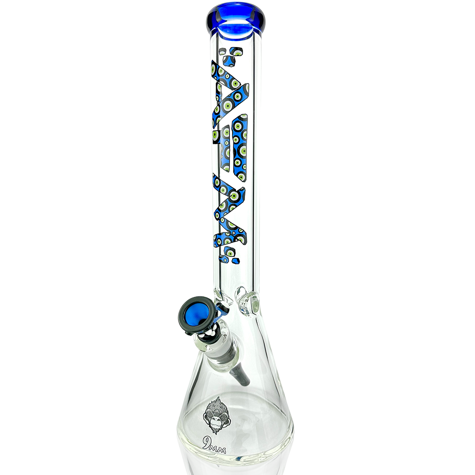 18" AFM Glass Evil Eye Clear Glass Beaker Bong Bundle