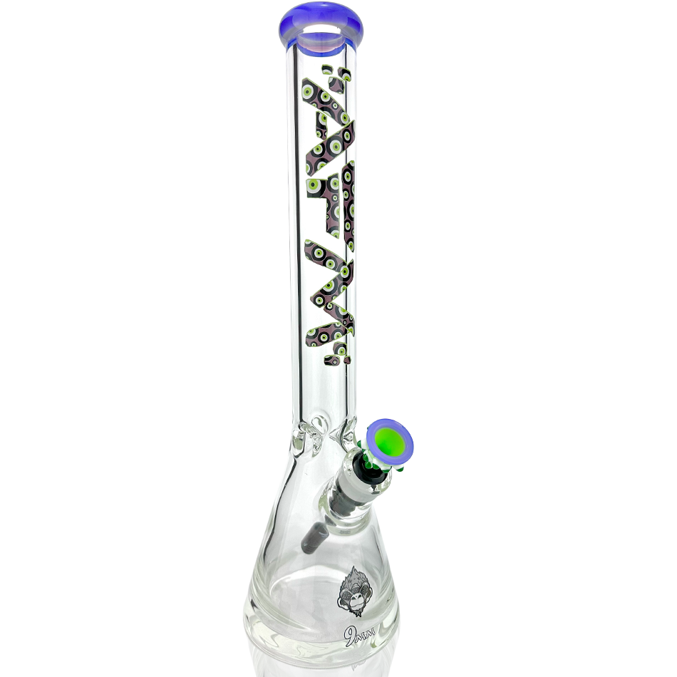 18" AFM Glass Evil Eye Clear Glass Beaker Bong Bundle