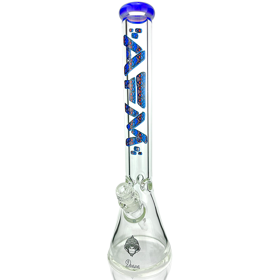 18" AFM Red Eye Monkey Clear 9mm Glass Beaker Bong