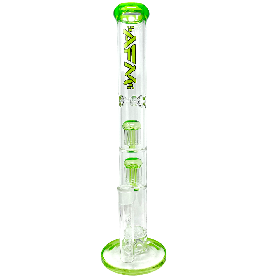 18" AFM Ripper Double Arm Perc Glass Straight Tube Bong