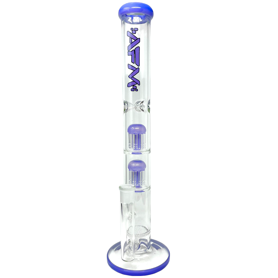 18" AFM Ripper Double Arm Perc Glass Straight Tube Bong