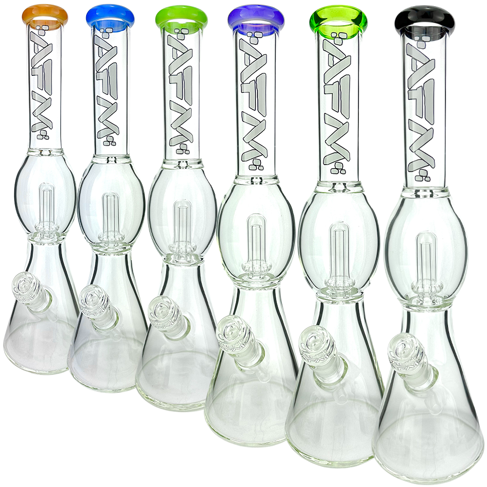 18" AFM Glass Flying Saucer Color Lip Glass Beaker Bong