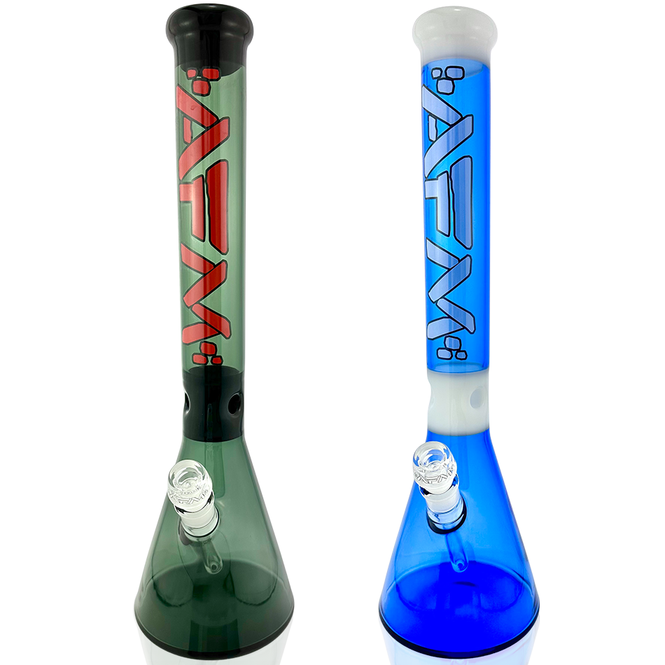 18" AFM Pulsar Color Glass Beaker Bong - Ink Blue/ Ivory