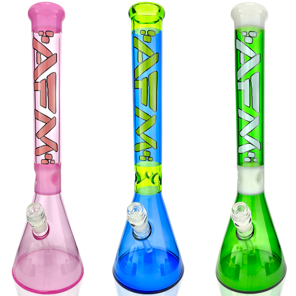 18" AFM Pulsar Color Glass Beaker Bong - Forest Green/ Ivory