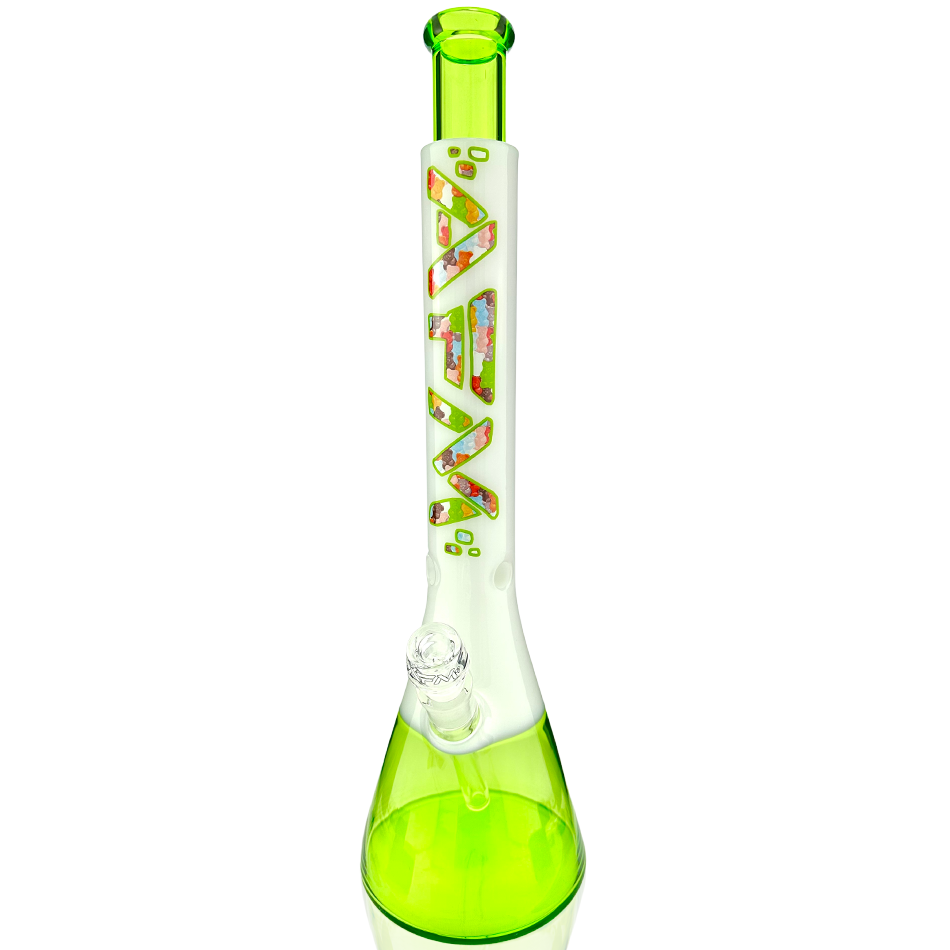 18" AFM Glass Gummy Bears Quasar Glass Beaker Bong