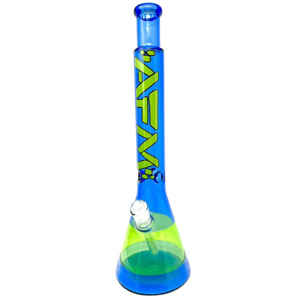 18" AFM Quasar Glass Beaker Bong - Ink Blue/ Lime