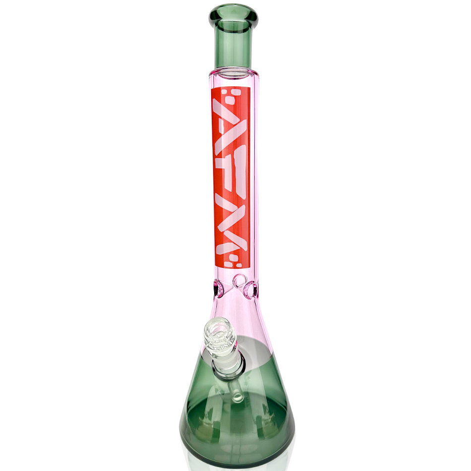 18" AFM Red Label Quasar Glass Beaker Bong - Pink/Smokey
