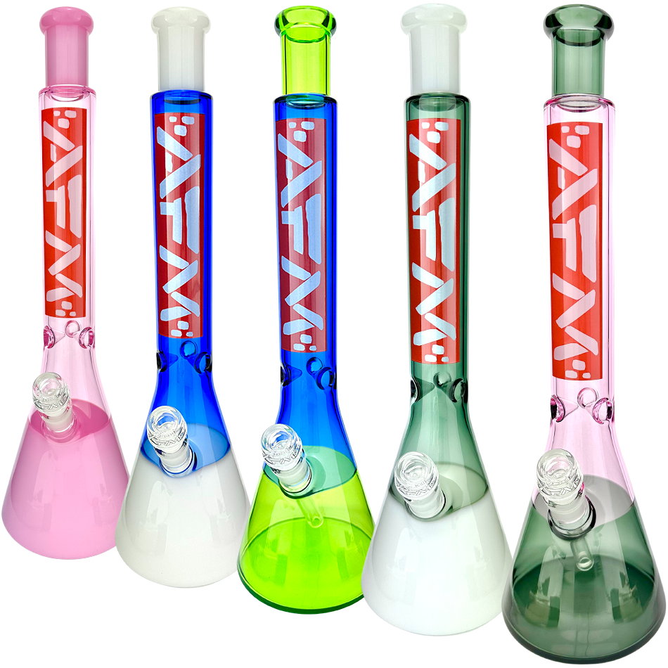 18" AFM Red Label Quasar Glass Beaker Bong - Ink Blue/ Ivory