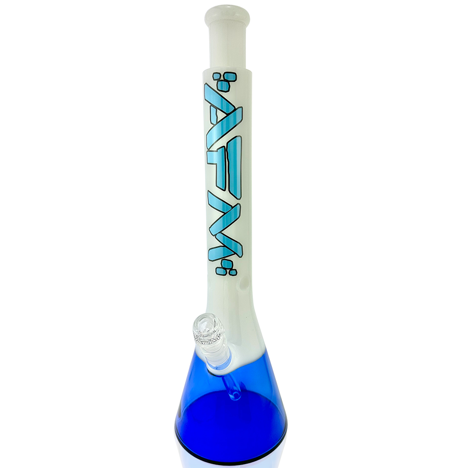 18" AFM Quasar Glass Beaker Bong - Ivory/ Ink Blue