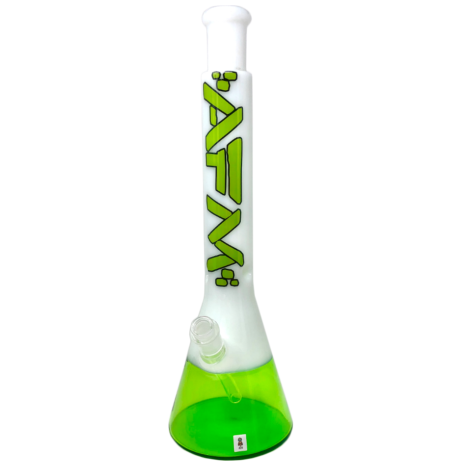 18" AFM Quasar Glass Beaker Bong - Ivory/ Lime