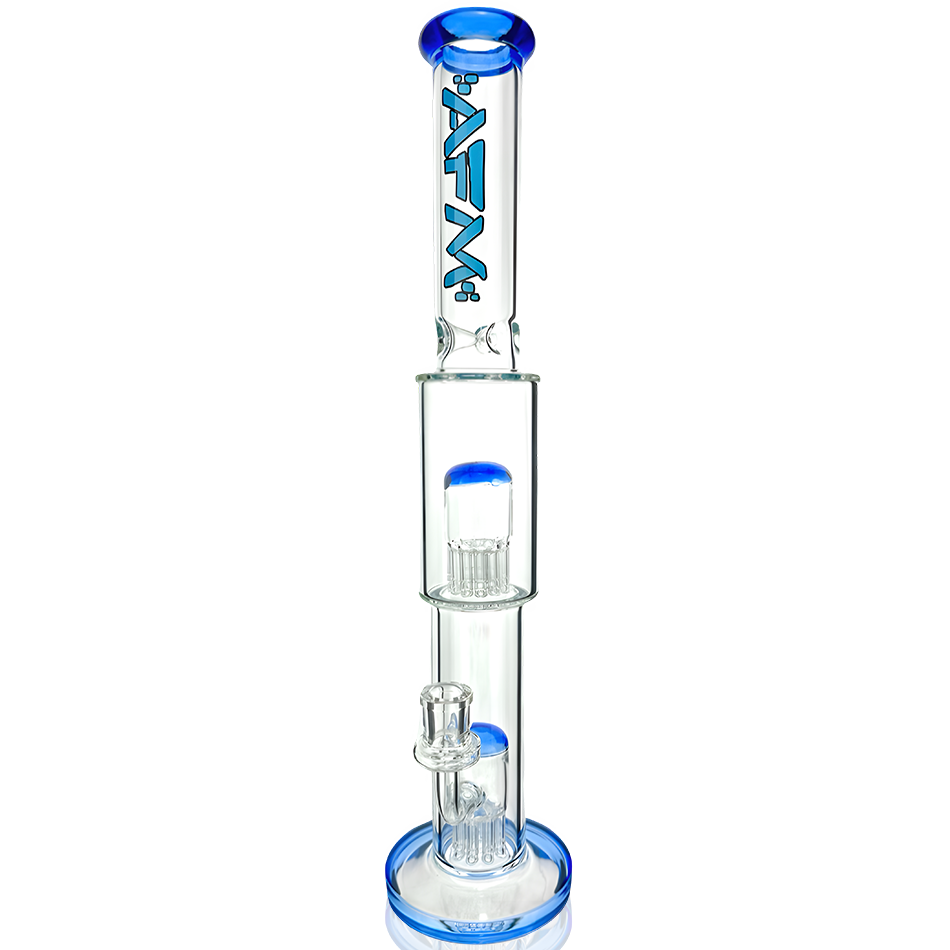 18" AFM Glass Daisy Double Perc Straight Tube Bong