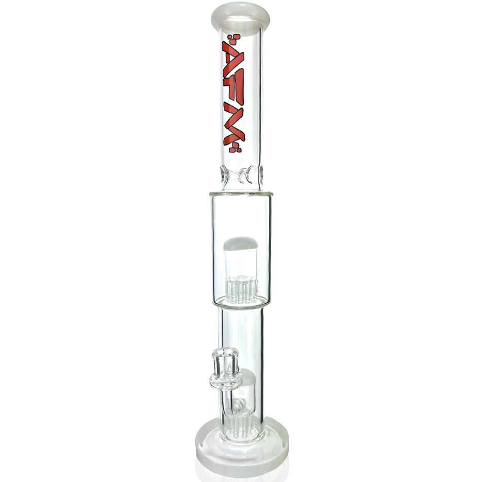 18" AFM Glass Daisy Double Perc Straight Tube Bong