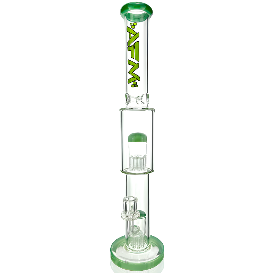 18" AFM Glass Daisy Double Perc Straight Tube Bong