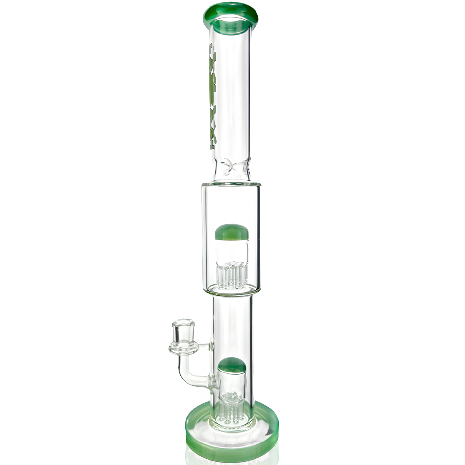 18" AFM Glass Daisy Double Perc Straight Tube Bong